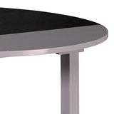 Dining Table in Round Shape High Glossy MDF Wooden Base Combination of Black & White Colour - 45-Degree Angle