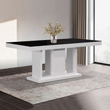 Dining Table in Rectangular Shape High Glossy MDF Wooden Base Combination of Black & White Colour - Rear View