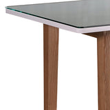 Dining Table White Top High Glossy Wooden Base - Top-Down View