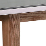 Dining Table White Top High Glossy Wooden Base - Front View