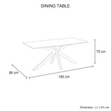 Dining Table Rectangular Shape Grey Sintered Stone Top Powder Coated Iron Legs - 45-Degree Angle
