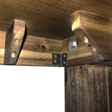 Dining Table 210cm Large Size with Solid Acacia Wooden Base in Chocolate Colour - Close-Up Angle