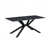 Dining Table Rectangular Shape Green Sintered Stone Top Powder Coated Iron Legs