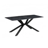 Dining Table Rectangular Shape Green Sintered Stone Top Powder Coated Iron Legs - Front View