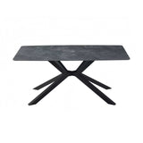 Dining Table Rectangular Shape Green Sintered Stone Top Powder Coated Iron Legs - Side View