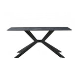 Dining Table Rectangular Shape Green Sintered Stone Top Powder Coated Iron Legs - Top-Down View