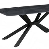 Dining Table Rectangular Shape Green Sintered Stone Top Powder Coated Iron Legs - 45-Degree Angle