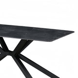 Dining Table Rectangular Shape Green Sintered Stone Top Powder Coated Iron Legs