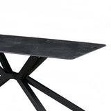 Dining Table Rectangular Shape Green Sintered Stone Top Powder Coated Iron Legs - Rear View