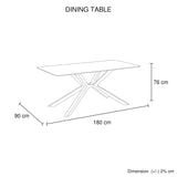Dining Table Rectangular Shape Green Sintered Stone Top Powder Coated Iron Legs - Close-Up Angle