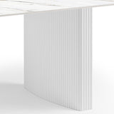 Dining Table Sintered Stone Top MDF Table Base High Glossy White - 45-Degree Angle