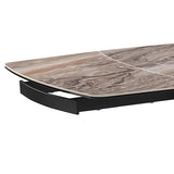 Dining Table MDF Ceramic Glass Table Top Extendable Decorative Stripe - Side View