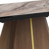 Dining Table MDF Ceramic Glass Table Top Extendable Decorative Stripe - Top-Down View