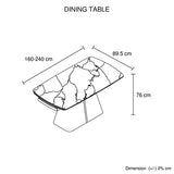 Dining Table MDF Ceramic Glass Table Top Extendable Decorative Stripe - Close-Up Angle