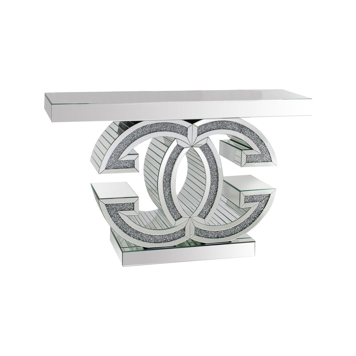 Hall Table MDF & Mirror & Crushed Acrylic Diamonds Silver Colour