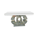 Hall Table MDF & Mirror & Crushed Acrylic Diamonds Silver Colour