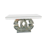 Hall Table MDF & Mirror & Crushed Acrylic Diamonds Silver Colour - Side View