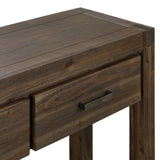 Hall Table 2 Storage Drawers Solid Acacia Wooden Frame Hallway in Chocolate Color - Side View