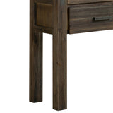 Hall Table 2 Storage Drawers Solid Acacia Wooden Frame Hallway in Chocolate Color - Rear View