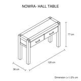 Hall Table 2 Storage Drawers Solid Acacia Wooden Frame Hallway in Chocolate Color - Close-Up Angle