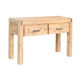 Hall Table 2 Storage Drawers Solid Acacia Wooden Frame Hallway in Oak Color - Front View