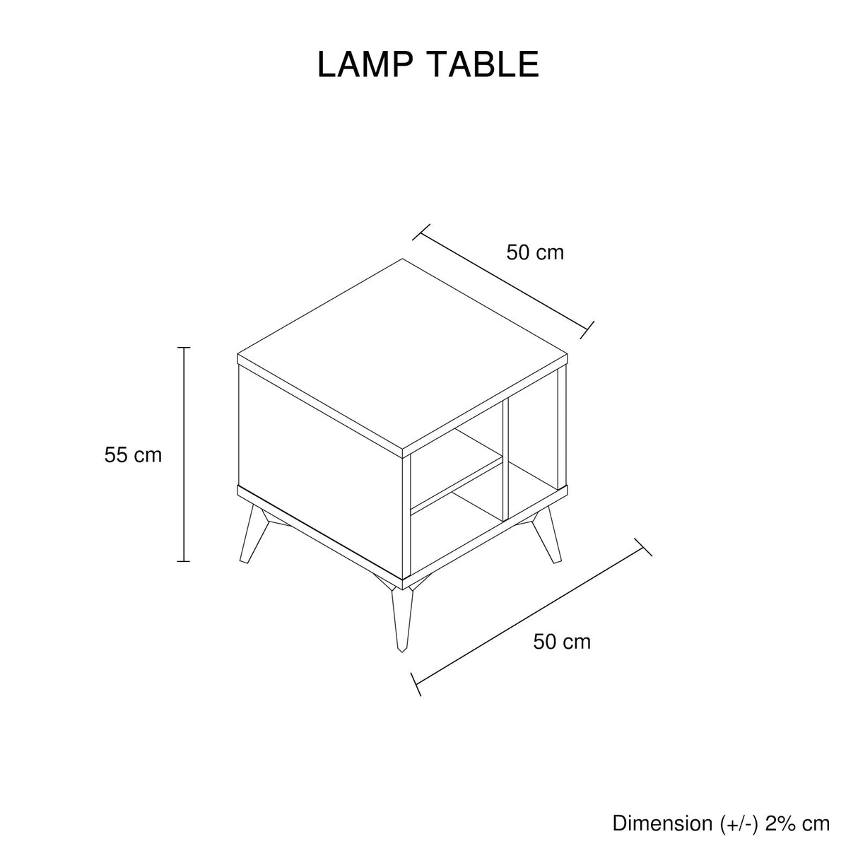 Lamp Table 3 Open Storage Cabinet MDF in Champagne Colour
