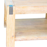 Lamp Table Open Storage Solid Wooden Frame in Classic Oak Colour - Front View