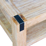 Lamp Table Open Storage Solid Wooden Frame in Classic Oak Colour - Side View