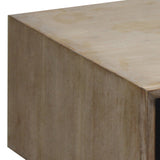 Lamp Table with 1 Storage Drawer Solid Wooden Frame in Silver Brush Colour - Front View