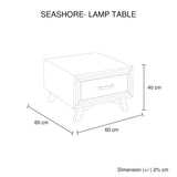 Lamp Table with 1 Storage Drawer Solid Wooden Frame in Silver Brush Colour - 45-Degree Angle