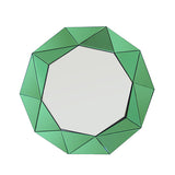 Wall Mirror MDF Silver Mirror & Green Frame Trigonometrical Shape MRR-04 - Front View