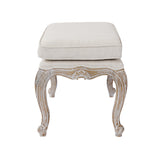 Ottoman Linen Fabric Beige Oak Wood White Washed Finish - Side View