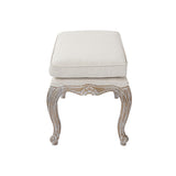Ottoman Linen Fabric Beige Oak Wood White Washed Finish - Top-Down View