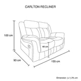 Carlton 2R Finest Fabric Recliner Sturdy Construction Metal Mechanism - Rear View