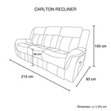 Carlton 3R Finest Fabric Recliner Sturdy Construction Metal Mechanism - Rear View