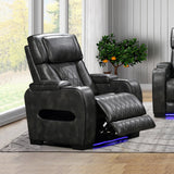 1 Seater Electric Air Leather Dark Grey Recliner - Side View