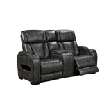2 Seater Electric Air Leather Dark Grey Recliner - Front View
