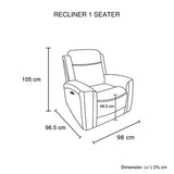 1 Seater Electric Leather/PVC Black Recliner - Top-Down View