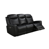 3 Seater Electric Leather/PVC Black Recliner - Front View