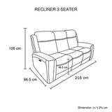 3 Seater Electric Leather/PVC Black Recliner - Close-Up Angle