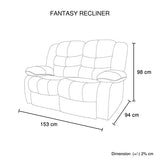 2 Seater Recliner Sofa In Faux Leather Lounge Couch in Black - 45-Degree Angle