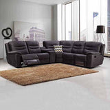 5 Seater Corner Couch Velvet Grey Fabric Recliner Sofa Lounge Set with Quilted Back Cushions - Rear View