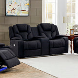 3+2 Seater Electric Recliner Stylish Rhino Fabric Black Lounge Armchair with LED Features - Side View