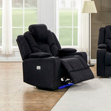 3+2+1 Seater Electric Recliner Stylish Rhino Fabric Black Lounge Armchair with LED Features - Side View