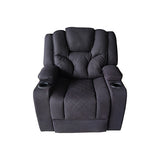 3+2+1 Seater Electric Recliner Stylish Rhino Fabric Black Lounge Armchair with LED Features - Top-Down View