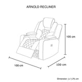 3+2+1 Seater Electric Recliner Stylish Rhino Fabric Black Lounge Armchair with LED Features - Close-Up Angle