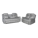 3-2 Seater Finest Grey Fabric Recliner Sofa Sturdy Construction Metal Mechanism - Front View