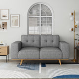 2-3 Seater Fabric Sofa Upholstery Pocket Spring Wooden Frame Grey Colour - Front View