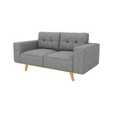 2-3 Seater Fabric Sofa Upholstery Pocket Spring Wooden Frame Grey Colour - Side View