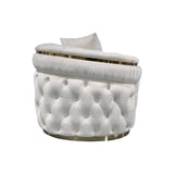 3-1-1 Seater Sofa Set Beige Velvet Fabric Solid Wood construction Gold Stainless Steel Trim - Rear View